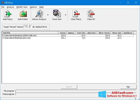 Skjermbilde MP3Gain Windows 8.1