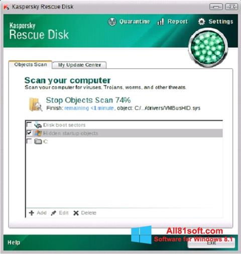 Skjermbilde Kaspersky Rescue Disk Windows 8.1