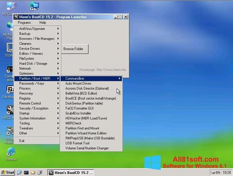 Skjermbilde Hirens Boot CD Windows 8.1
