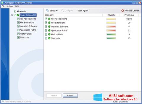 Skjermbilde Auslogics Registry Cleaner Windows 8.1
