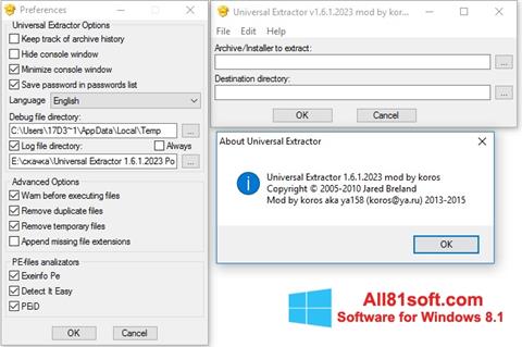 Skjermbilde Universal Extractor Windows 8.1