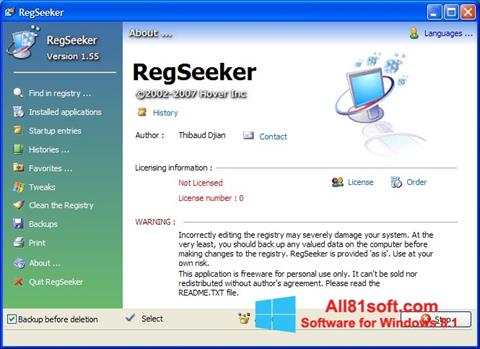 Skjermbilde RegSeeker Windows 8.1