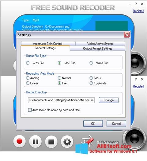 Skjermbilde Free Sound Recorder Windows 8.1