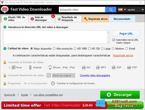 Skjermbilde Fast Video Downloader Windows 8.1
