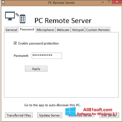 Skjermbilde PC Remote Server Windows 8.1