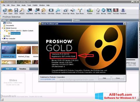 Skjermbilde ProShow Gold Windows 8.1