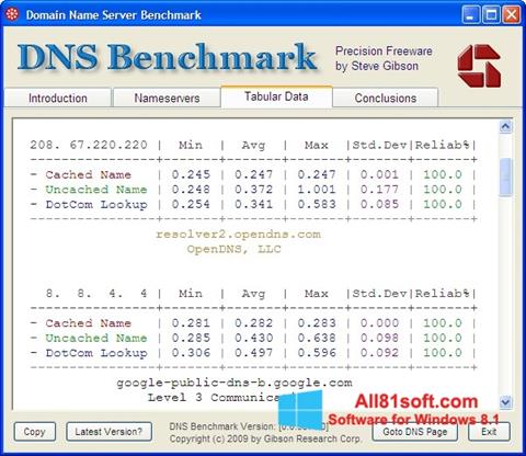 Skjermbilde DNS Benchmark Windows 8.1