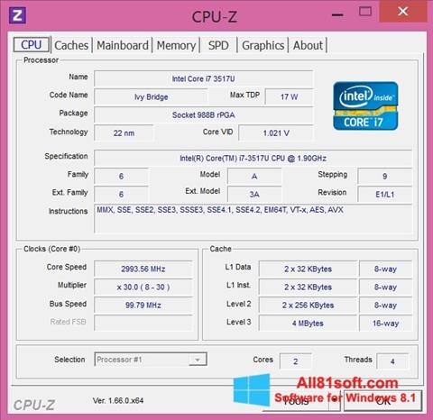 Skjermbilde CPU-Z Windows 8.1