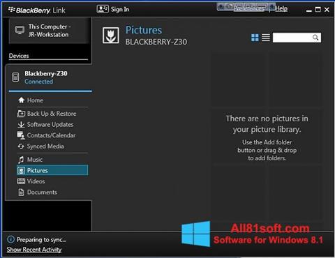 Skjermbilde BlackBerry Link Windows 8.1