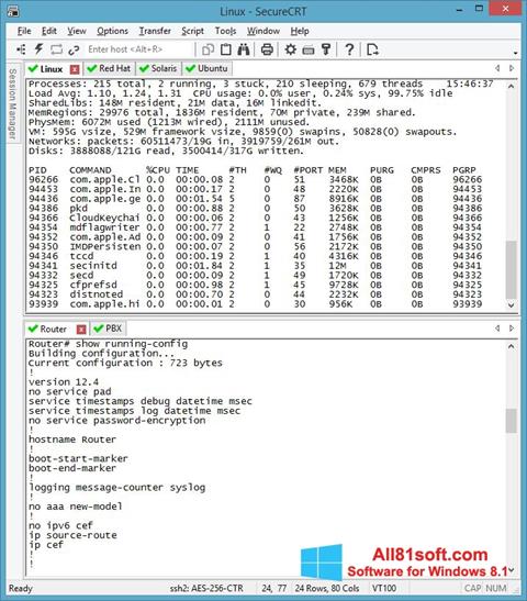 Skjermbilde SecureCRT Windows 8.1