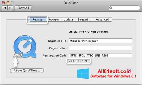 Skjermbilde QuickTime Pro Windows 8.1
