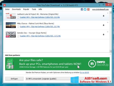 Skjermbilde Free YouTube Download Windows 8.1