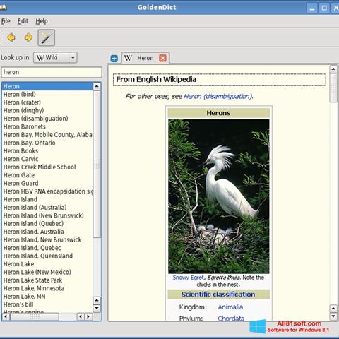 Skjermbilde GoldenDict Windows 8.1