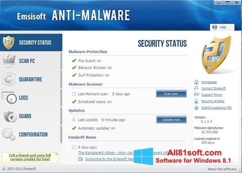 Skjermbilde Emsisoft Anti-Malware Windows 8.1