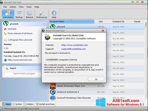 Skjermbilde Uninstall Tool Windows 8.1