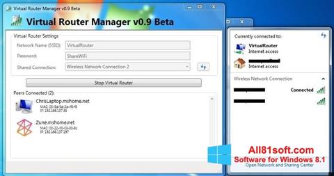 Skjermbilde Virtual Router Manager Windows 8.1