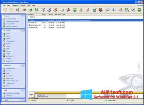 Skjermbilde Acronis Disk Director Suite Windows 8.1