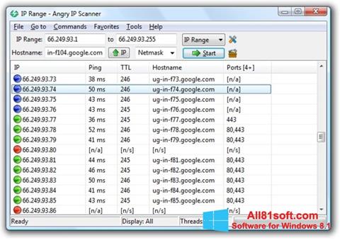 Skjermbilde Angry IP Scanner Windows 8.1