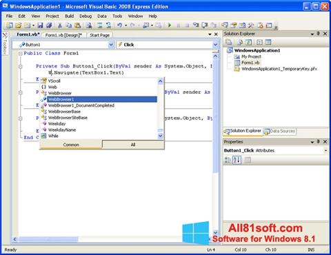 Skjermbilde Microsoft Visual Basic Windows 8.1