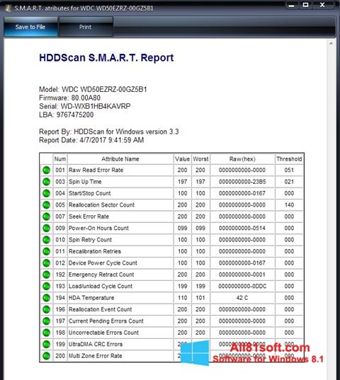 Skjermbilde HDDScan Windows 8.1