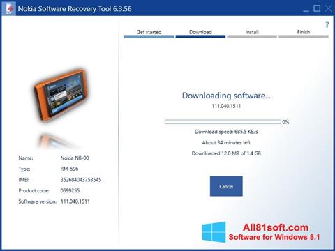 Skjermbilde Nokia Software Recovery Tool Windows 8.1