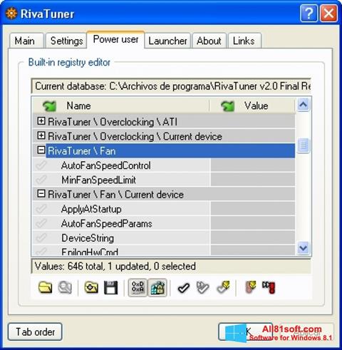 Skjermbilde RivaTuner Windows 8.1