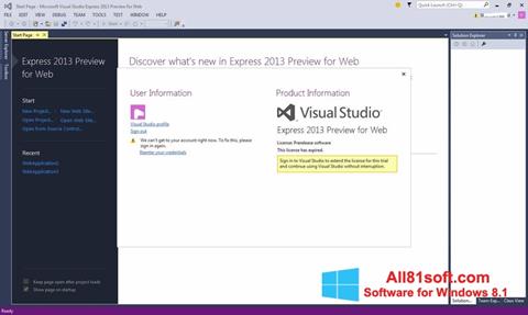 Skjermbilde Microsoft Visual Studio Express Windows 8.1