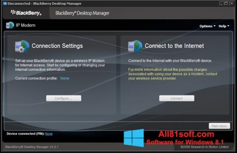 Skjermbilde BlackBerry Desktop Manager Windows 8.1