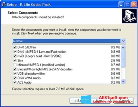 Skjermbilde K-Lite Mega Codec Pack Windows 8.1