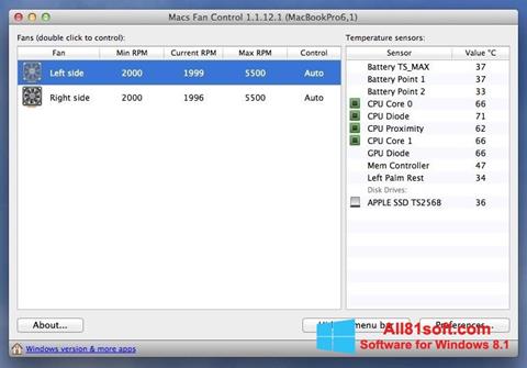 Skjermbilde Macs Fan Control Windows 8.1