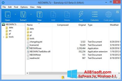 Skjermbilde Bandizip Windows 8.1