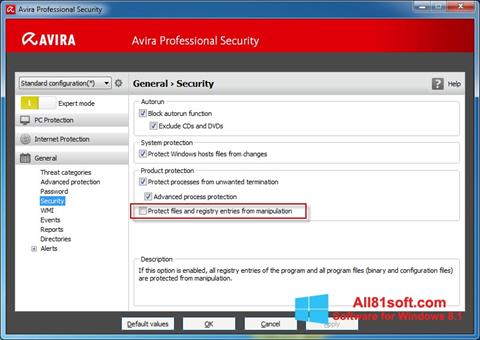 Skjermbilde Avira Professional Security Windows 8.1