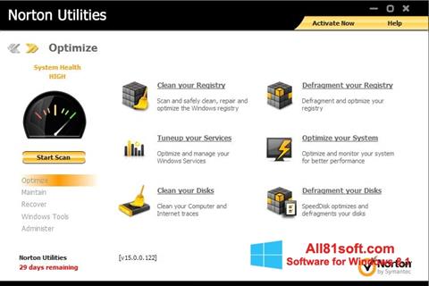 Skjermbilde Norton Utilities Windows 8.1
