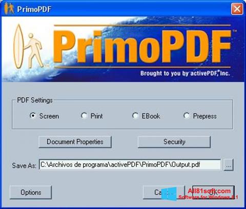 Skjermbilde PrimoPDF Windows 8.1