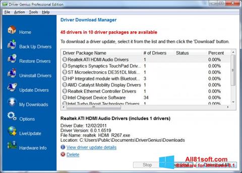 Skjermbilde Driver Genius Professional Windows 8.1