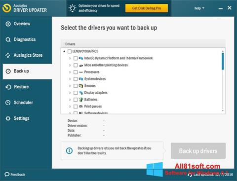 Skjermbilde Auslogics Driver Updater Windows 8.1