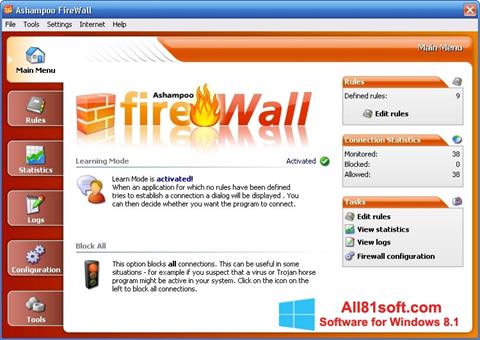Skjermbilde Ashampoo Firewall Windows 8.1