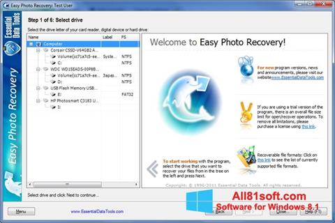 Skjermbilde Easy Photo Recovery Windows 8.1
