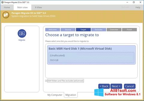 Skjermbilde Paragon Migrate OS to SSD Windows 8.1