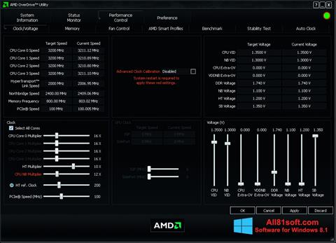 Skjermbilde AMD Overdrive Windows 8.1